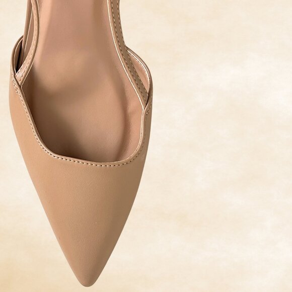 A New Day "Annette" Nude Kitten Heel Slingback Pointed Toe Dress Shoes NWOB - Picture 2 of 11